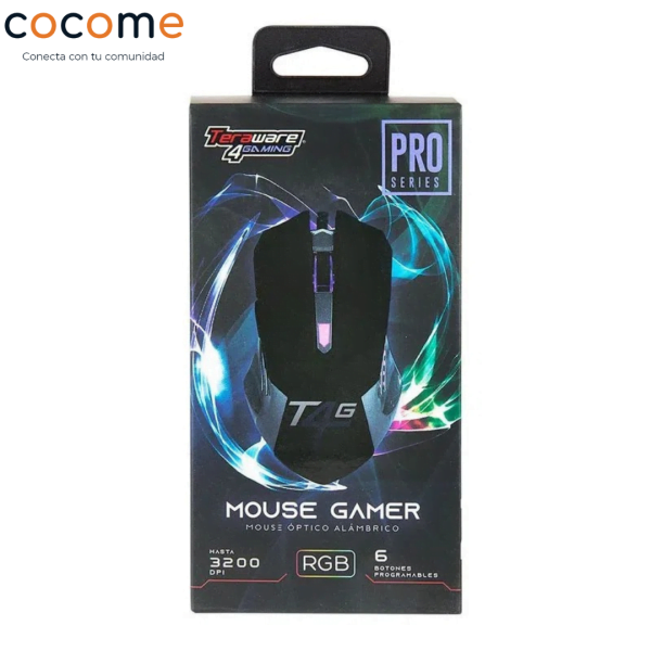 Mouse gamer Teraware 6 botones, 3200 dpi, RGB