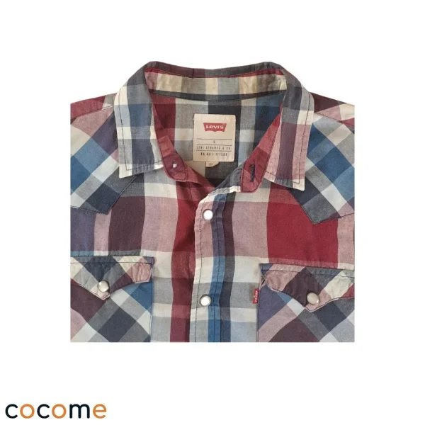 Camisa LEVIS Strauss de cuadros rojos y azules para Hombre Talla M - Imagen 3