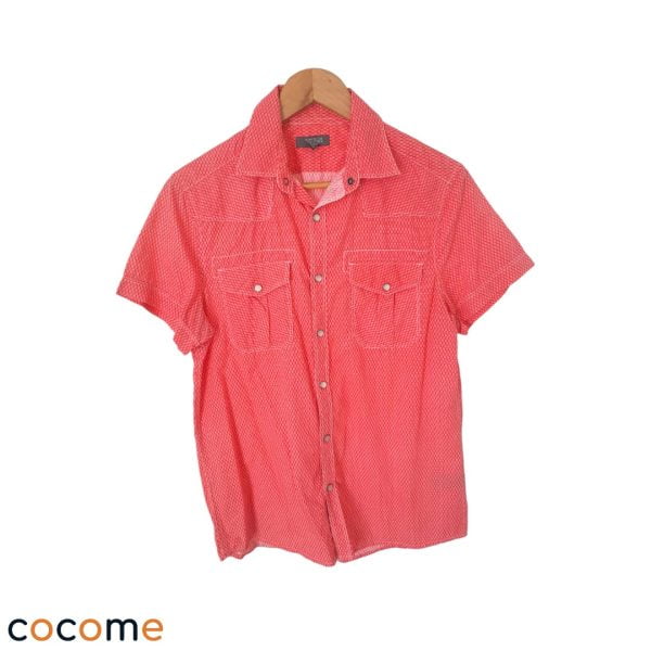 Camisa Kenneth Cole Slim Fit color rosado con lunares blancos para Hombre Talla Standar