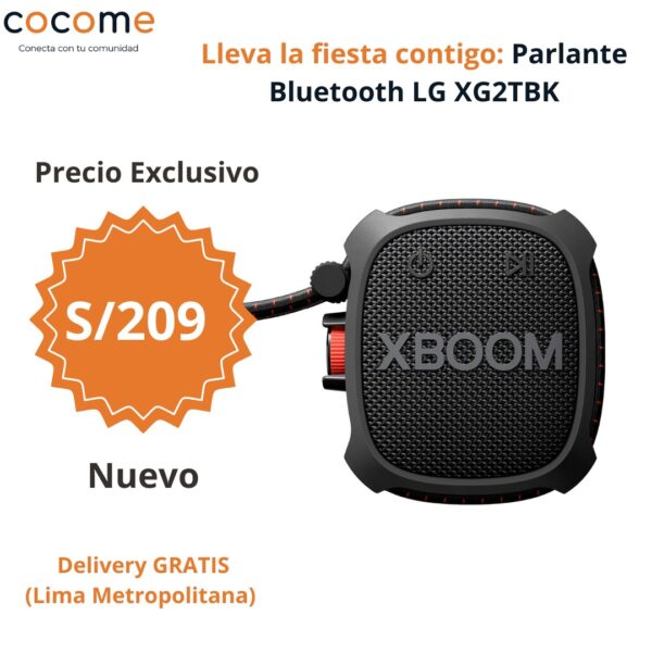 Parlante Bluetooth LG XG2TBK Portátil | Sonido Potente para Fiestas y Exteriores